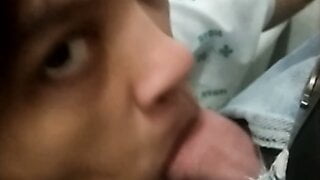 Pregnant wife gives blowjob in bathroom with IV still in her