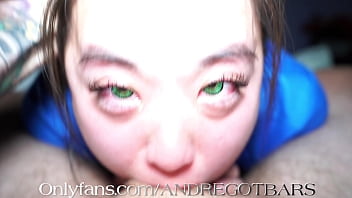 RN sucking fat white cock after her shift POV interracial gagging @andregotbars