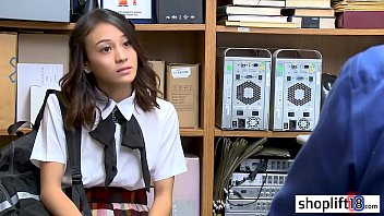 Tiny Asian stole some things from the store and police officer punished her so hard