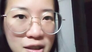Asian masturbating alone at home