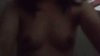 Asian masturbating alone at home