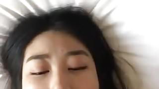 Cute little Asian Girl gets a Facial after BJ