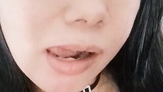 Dildo lover’s hungry horny mouth, pretty lonely Asian girl (chillax)