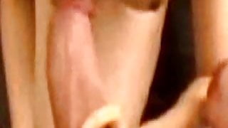 Japanese cumslut sucks big white cock