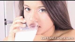 Little Lupe with small tits and rubbing her Pussy