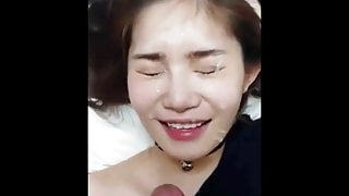 lying on her back Asian facial