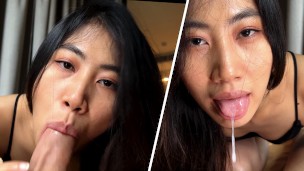 My Asian throat belongs to him – I swallow his cum – POV 4K