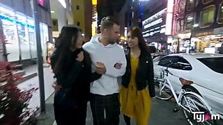 Japanese Mona Ayami and Tsubaki Kato hard fucked by a french cock in a Love Hotel